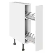 KitchenKit Value Slab Matt Snow White 150 Base Pull Out Kitchen Cabinet Flatpack - FKKV4051