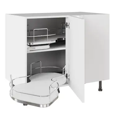 Click Here To Enlarge This Photo Of KitchenKit Value Slab Matt Snow White 1000 Base Kitchen Cabinet With Dual-Handed Nuvola Blind Corner Flatpack - FKKV4065