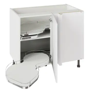 Click Here To Enlarge This Photo Of Kitchen Kit Slab Standard Flatpack 1000 Base Kitchen Cabinet With Dual-Handed Nuvola Blind Corner Standard MFC Snow White with White Cabinet - FKKV4065