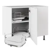 KitchenKit Value Slab Matt Snow White 1000 Base Kitchen Cabinet With Dual-Handed Nuvola Blind Corner Flatpack - FKKV4065