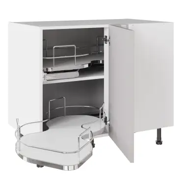 Click Here To Enlarge This Photo Of KitchenKit Value Slab Matt Light Grey 1000 Base Kitchen Cabinet With Dual-Handed Nuvola Blind Corner Flatpack - FKKV4165