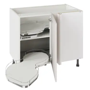 Click Here To Enlarge This Photo Of Kitchen Kit Slab Standard Flatpack 1000 Base Kitchen Cabinet With Dual-Handed Nuvola Blind Corner Standard MFC Light Grey with White Cabinet - FKKV4165