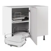 KitchenKit Value Slab Matt Light Grey 1000 Base Kitchen Cabinet With Dual-Handed Nuvola Blind Corner Flatpack - FKKV4165