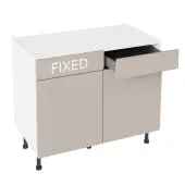 KitchenKit Value Slab Matt Light Grey 1000 RH Drawerline Base Kitchen Cabinet Flatpack - FKKV4180
