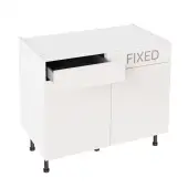 KitchenKit Value Slab Matt Light Grey 1000 LH Drawerline Base Kitchen Cabinet Flatpack - FKKV4179