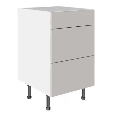 Click Here To Enlarge This Photo Of KitchenKit Value Slab Matt Light Grey 500 3 Drawer Base Kitchen Cabinet Flatpack - FKKV4141
