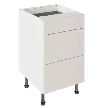 Click Here To Enlarge This Photo Of Kitchen Kit Slab Standard Flatpack 500 3 Drawer Base Kitchen Cabinet Standard MFC Light Grey with White Cabinet - FKKV4141