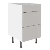 KitchenKit Value Slab Matt Light Grey 500 3 Drawer Base Kitchen Cabinet Flatpack - FKKV4141
