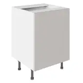 KitchenKit Value Slab Matt Light Grey 600 Sink/Hob Base Kitchen Cabinet Flatpack - FKKV4135