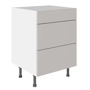 Click Here To Enlarge This Photo Of KitchenKit Value Slab Matt Light Grey 600 3 Drawer Base Kitchen Cabinet Flatpack - FKKV4106