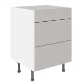 KitchenKit Value Slab Matt Light Grey 600 3 Drawer Base Kitchen Cabinet Flatpack - FKKV4106