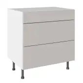 KitchenKit Value Slab Matt Light Grey 800 3 Drawer Base Kitchen Cabinet Flatpack - FKKV4107