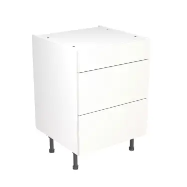 Click Here To Enlarge This Photo Of KitchenKit Slab Gloss White 600 3 Drawer Base Kitchen Cabinet Flatpack - FKKO3006