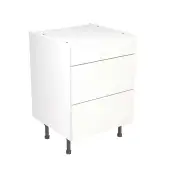 KitchenKit Slab Gloss White 600 3 Drawer Base Kitchen Cabinet Flatpack - FKKO3006