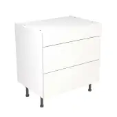 KitchenKit Slab Gloss White 800 3 Drawer Base Kitchen Cabinet Flatpack - FKKO3007