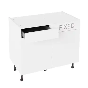 Click Here To Enlarge This Photo Of KitchenKit Slab Gloss White 1000 LH Drawerline Base Kitchen Cabinet Flatpack - FKKO3079