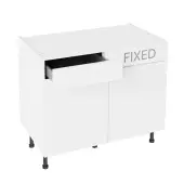 KitchenKit Slab Gloss White 1000 LH Drawerline Base Kitchen Cabinet Flatpack - FKKO3079