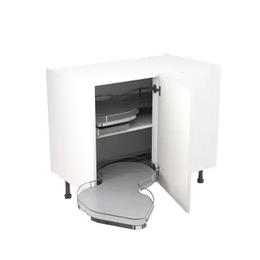 Click Here To Enlarge This Photo Of KitchenKit Slab Gloss White 1000 Base Kitchen Cabinet With Dual-Handed Nuvola Blind Corner Flatpack - FKKO3065