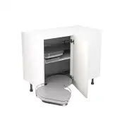 KitchenKit Slab Gloss White 1000 Base Kitchen Cabinet With Dual-Handed Nuvola Blind Corner Flatpack - FKKO3065