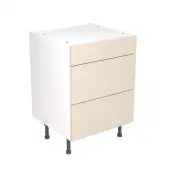 KitchenKit Slab Gloss Cashmere 600 3 Drawer Base Kitchen Cabinet Flatpack - FKKO3106