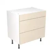KitchenKit Slab Gloss Cashmere 800 3 Drawer Base Kitchen Cabinet Flatpack - FKKO3107