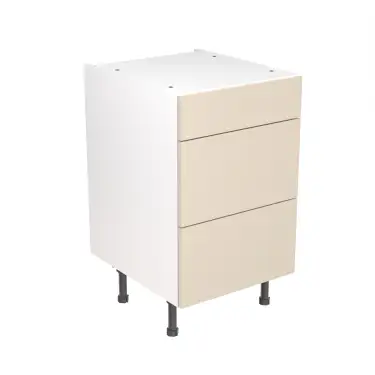 Click Here To Enlarge This Photo Of KitchenKit Slab Gloss Cashmere 500 3 Drawer Base Kitchen Cabinet Flatpack - FKKO3141