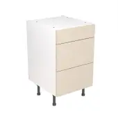 KitchenKit Slab Gloss Cashmere 500 3 Drawer Base Kitchen Cabinet Flatpack - FKKO3141