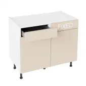 KitchenKit Slab Gloss Cashmere 1000 LH Drawerline Base Kitchen Cabinet Flatpack - FKKO3179