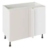 Kitchen Kit Slab Flatpack 1000 Blind Corner Base Kitchen Cabinet Gloss Light Grey with White Cabinet - FKKO3209