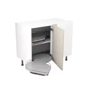 KitchenKit Slab Gloss Light Grey 1000 Base Kitchen Cabinet With Dual-Handed Nuvola Blind Corner Flatpack - FKKO3265