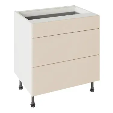 Click Here To Enlarge This Photo Of Kitchen Kit Slab Flatpack 800 3 Drawer Base Kitchen Cabinet Matt Cashmere with White Cabinet - FKKO3407
