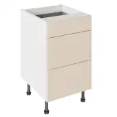 Kitchen Kit Slab Flatpack 500 3 Drawer Base Kitchen Cabinet Matt Cashmere with White Cabinet - FKKO3441