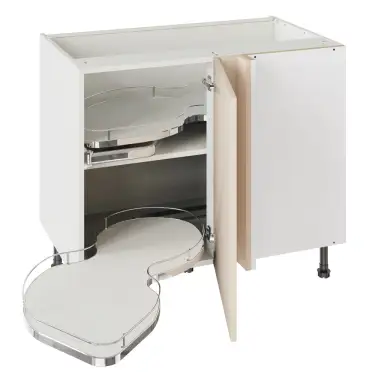Click Here To Enlarge This Photo Of Kitchen Kit Slab Flatpack 1000 Base Kitchen Cabinet With Dual-Handed Nuvola Blind Corner Matt Cashmere with White Cabinet - FKKO3465
