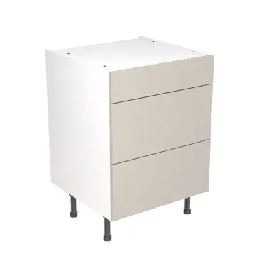 Click Here To Enlarge This Photo Of KitchenKit Slab Matt Light Grey 600 3 Drawer Base Kitchen Cabinet Flatpack - FKKO3506