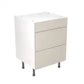 KitchenKit Slab Matt Light Grey 600 3 Drawer Base Kitchen Cabinet Flatpack - FKKO3506