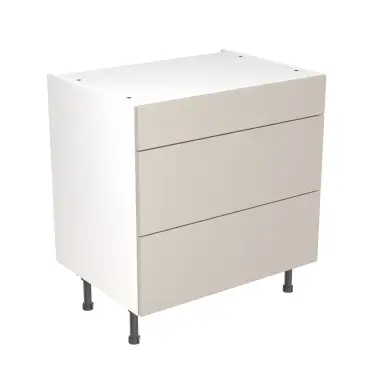 Click Here To Enlarge This Photo Of KitchenKit Slab Matt Light Grey 800 3 Drawer Base Kitchen Cabinet Flatpack - FKKO3507