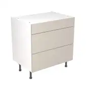 KitchenKit Slab Matt Light Grey 800 3 Drawer Base Kitchen Cabinet Flatpack - FKKO3507