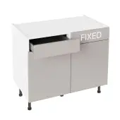 KitchenKit Slab Matt Light Grey 1000 LH Drawerline Base Kitchen Cabinet Flatpack - FKKO3579