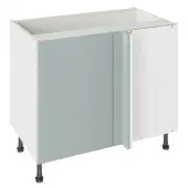 Kitchen Kit Slab Flatpack 1000 Blind Corner Base Kitchen Cabinet Matt Aquamarine with White Cabinet - FKKO3609