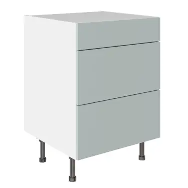 Click Here To Enlarge This Photo Of KitchenKit Slab Matt Aquamarine 600 3 Drawer Base Kitchen Cabinet Flatpack - FKKO3606