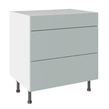 Click Here To Enlarge This Photo Of KitchenKit Slab Matt Aquamarine 800 3 Drawer Base Kitchen Cabinet Flatpack - FKKO3607