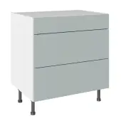 KitchenKit Slab Matt Aquamarine 800 3 Drawer Base Kitchen Cabinet Flatpack - FKKO3607