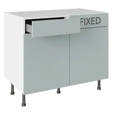 Click Here To Enlarge This Photo Of KitchenKit Slab Matt Aquamarine 1000 LH Drawerline Base Kitchen Cabinet Flatpack - FKKO3679