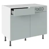 KitchenKit Slab Matt Aquamarine 1000 LH Drawerline Base Kitchen Cabinet Flatpack - FKKO3679