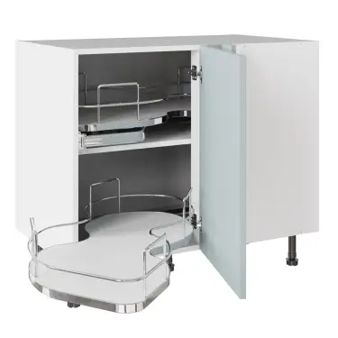Click Here To Enlarge This Photo Of KitchenKit Slab Matt Aquamarine 1000 Base Kitchen Cabinet With Dual-Handed Nuvola Blind Corner Flatpack - FKKO3665