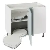 Kitchen Kit Slab Flatpack 1000 Base Kitchen Cabinet With Dual-Handed Nuvola Blind Corner Matt Aquamarine with White Cabinet - FKKO3765