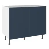 KitchenKit Slab Matt Blue 1000 Base Kitchen Cabinet Flatpack - FKKO3708