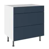 KitchenKit Slab Matt Blue 800 3 Drawer Base Kitchen Cabinet Flatpack - FKKO3707