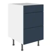 KitchenKit Slab Matt Blue 500 3 Drawer Base Kitchen Cabinet Flatpack - FKKO3741