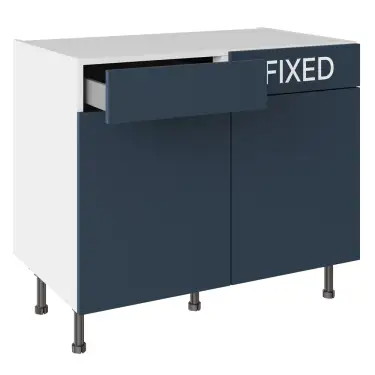 Click Here To Enlarge This Photo Of KitchenKit Slab Matt Blue 1000 LH Drawerline Base Kitchen Cabinet Flatpack - FKKO3779